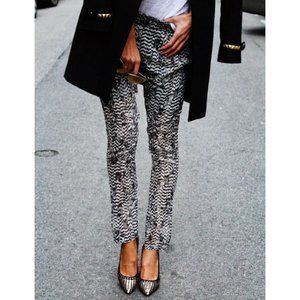 Rare Isabel Marant by H&M Silk Elastic Waist Herringbone Boho Pants Size 4